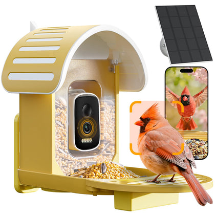 WLNYUGS Smart Bird Feeder camera front view showing 2.5K video capture for clear backyard footage