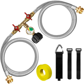 Wmnvshier 5ft propane hose splitter with gauge for dual appliance setup