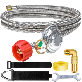 Wmnvshier 6ft propane hose with gauge for quick gas level checks during grilling.