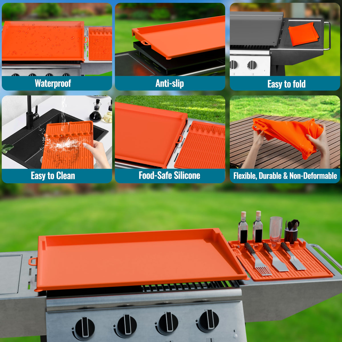 Wmnvshier spatula mat with eight slots for tools and spices