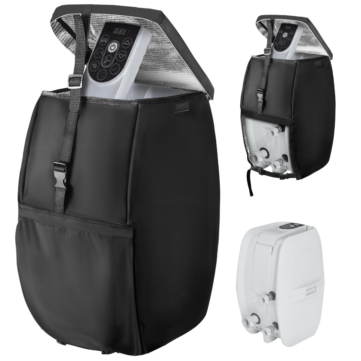 Wnanan hot tub heater cover in black provides frost protection and weatherproofing.