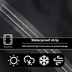 Waterproof UV-protected fabric shields the table from sun and moisture.