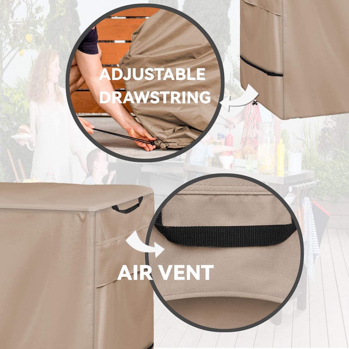 Wnanan Air vents and wind buckles minimize condensation and wind movement