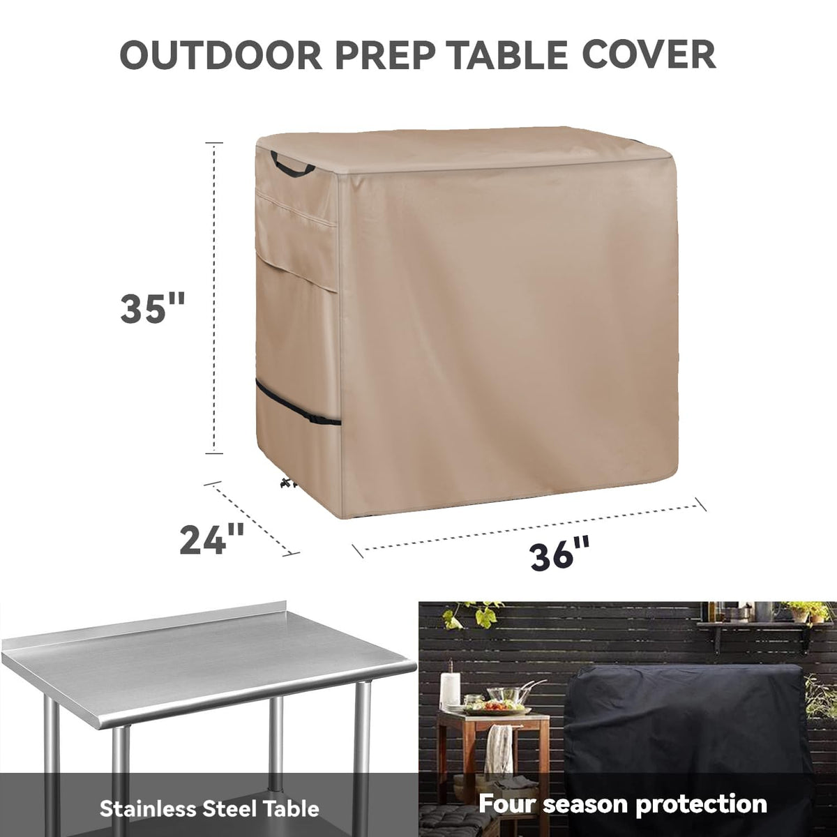 Wnanan Outdoor Prep Table Cover handles easy on off for quick setup