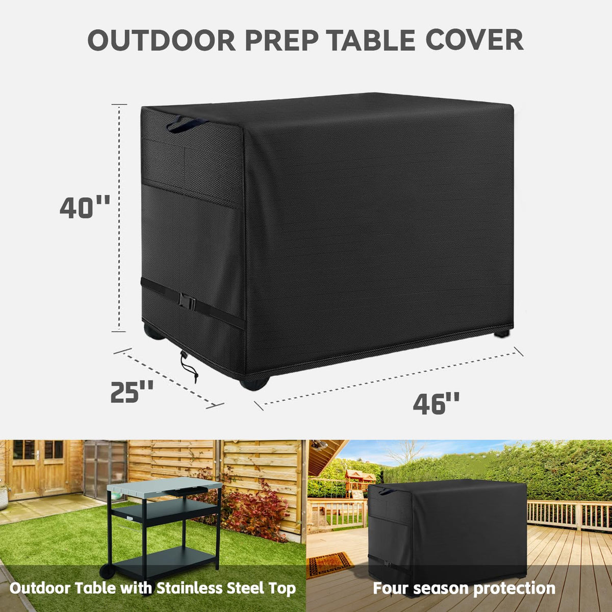 Wnanan stainless steel cart cover provides quick, secure fit with handles.