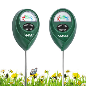 WNJ soil moisture meter dial reading shows precise soil humidity for healthy plants.