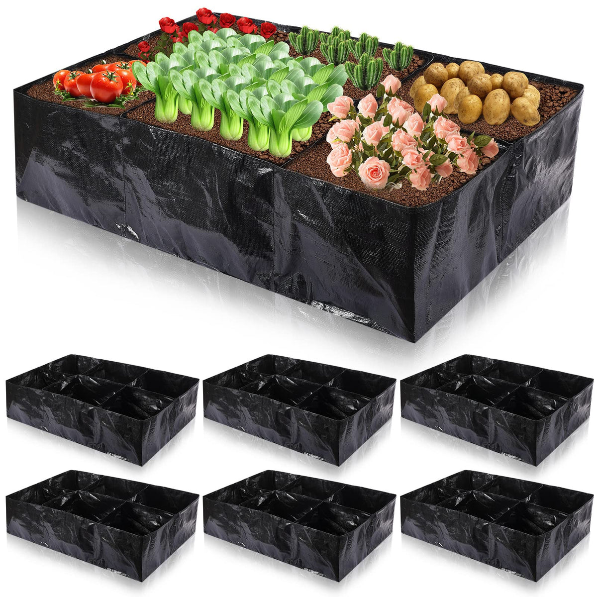 Woanger six-pack fabric raised garden bed showing ample planting space.