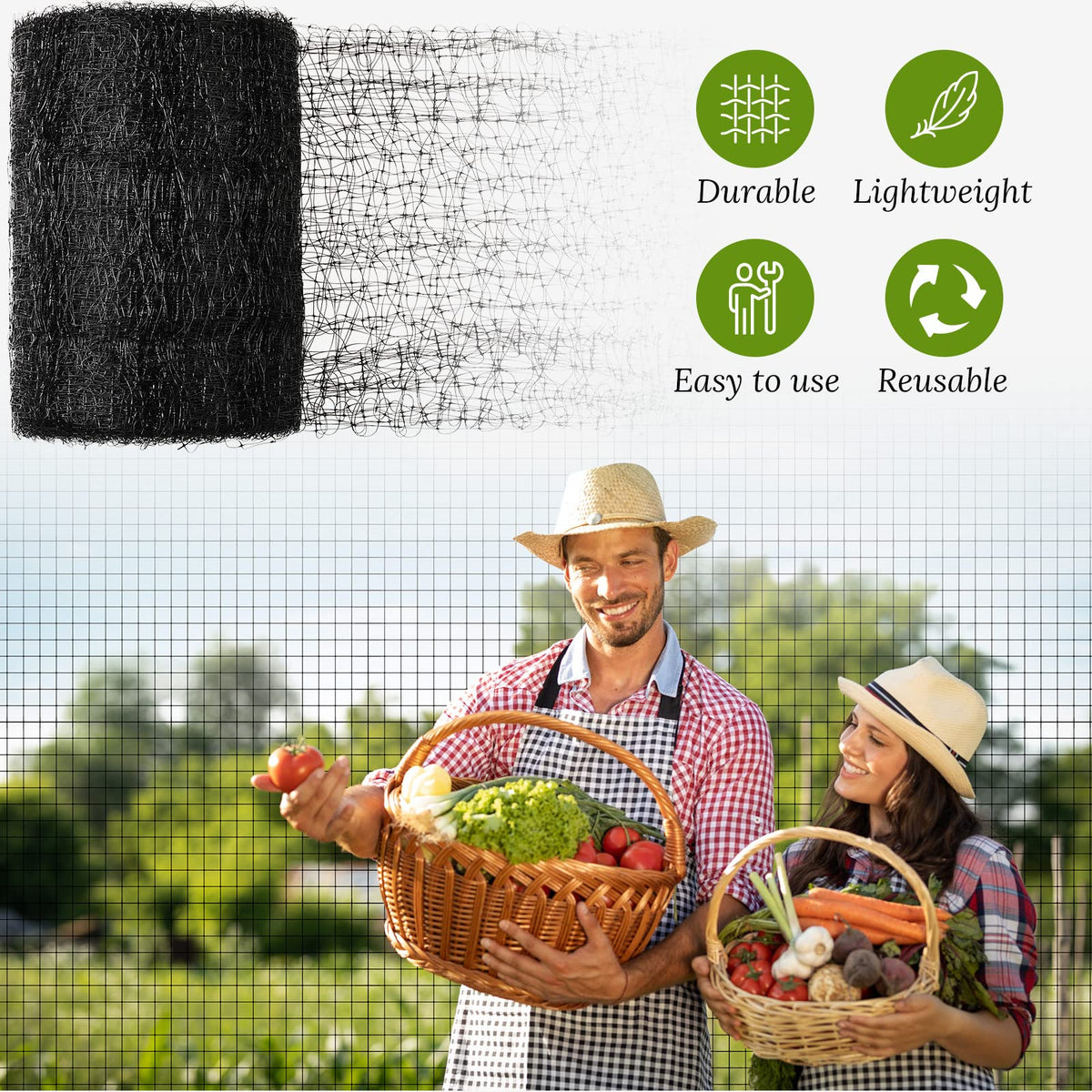 Woanger black garden netting blends with outdoor spaces.