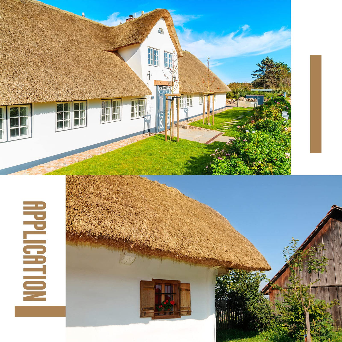 Woanger duck blind tiki roof grass roll enables versatile fence styling.