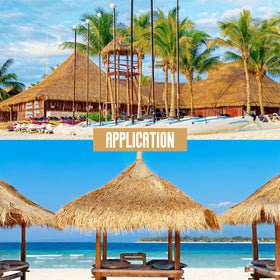 Woanger palapa straw thatch roof effect provides vivid, lifelike texture.