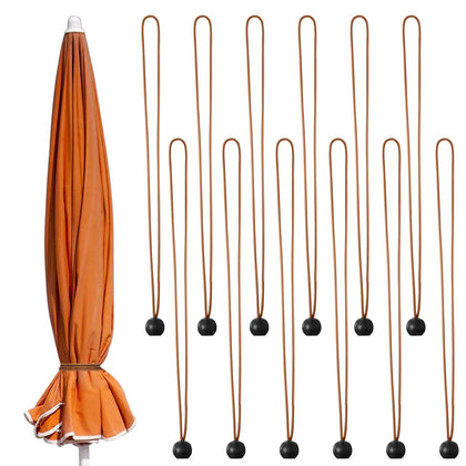 Woanger umbrella strap 12pc brown ball secures parasol against wind