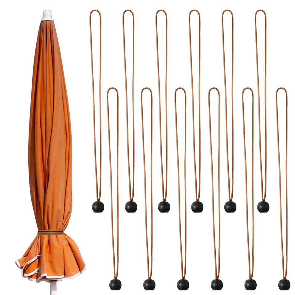 Woanger umbrella strap 12pc brown ball secures parasol against wind