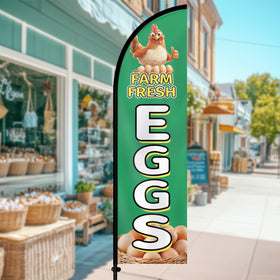 WOANIXY 8ft egg sign flag stands tall to catch attention.