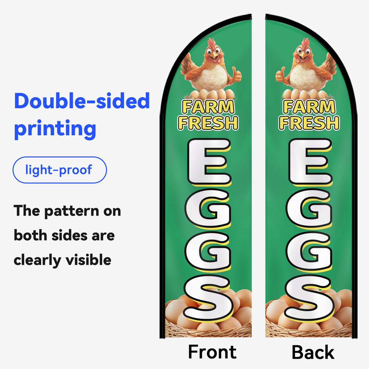 WOANIXY backyard chickens eggs flag for durable outdoor branding.