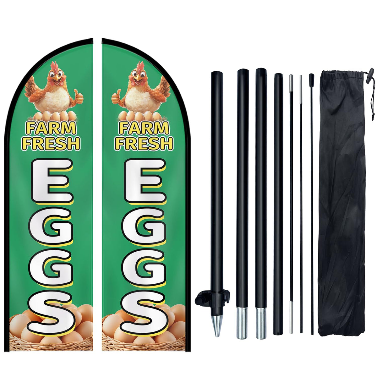 WOANIXY Farm Fresh Eggs flag with double-sided readability for roadside display.
