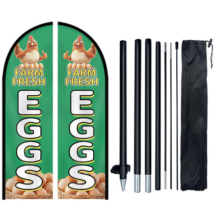 WOANIXY Farm Fresh Eggs flag with double-sided readability for roadside display.