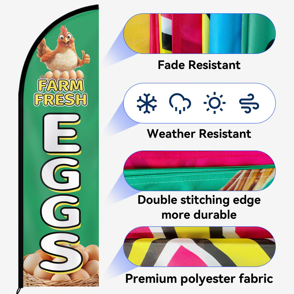 WOANIXY tool-free setup flag kit for quick installation.