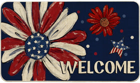 Woaoce Independence Day doormat with floral welcome pattern, anti-slip back for safe entry.