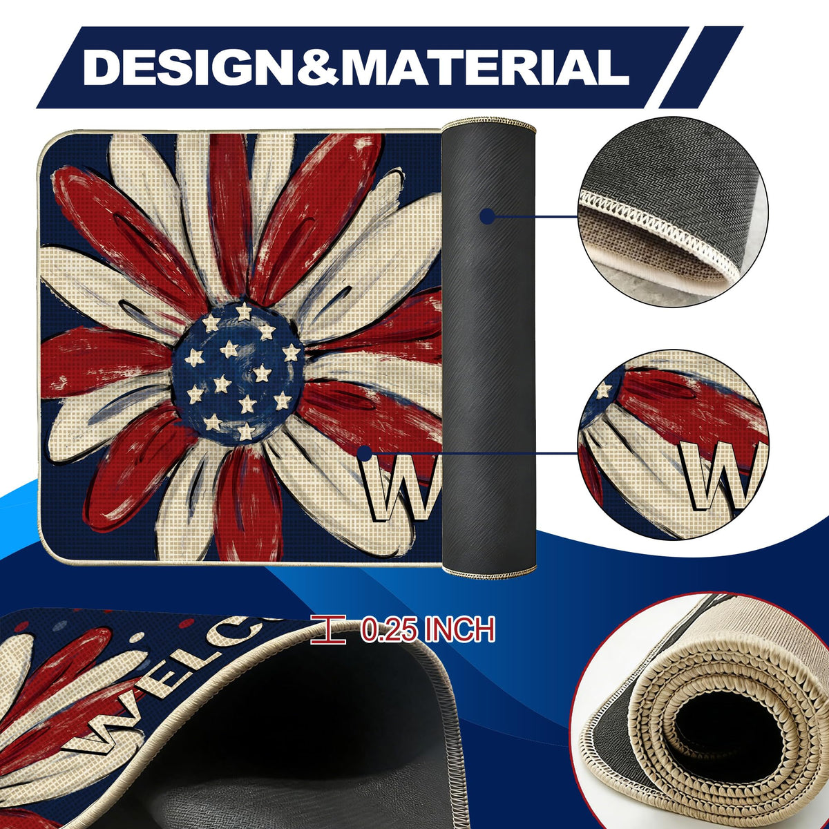 Woaoce Independence Day doormat front door setup enhances curb appeal with welcoming print.