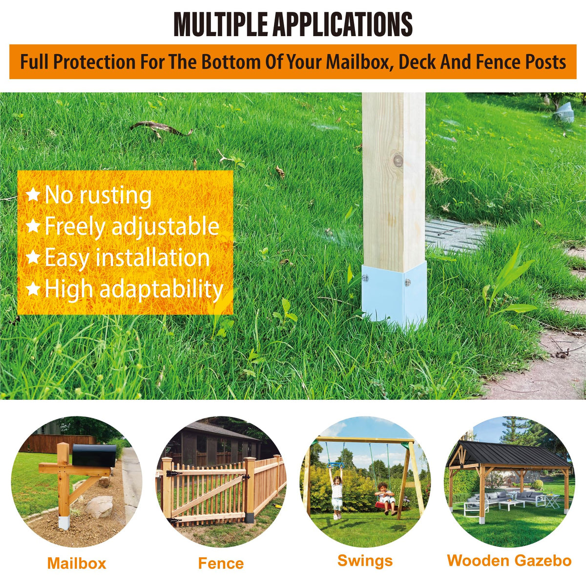 WOCEPU adjustable-fit protector provides full coverage for fence and mailbox posts.
