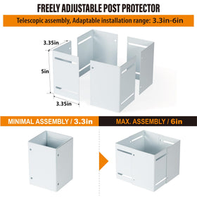 WOCEPU post protector accommodates 3.3-6 inch diameters for various posts.