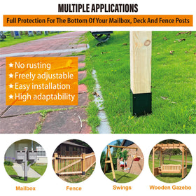 WOCEPU wrapped post protector demonstrates seamless fit around a fence post