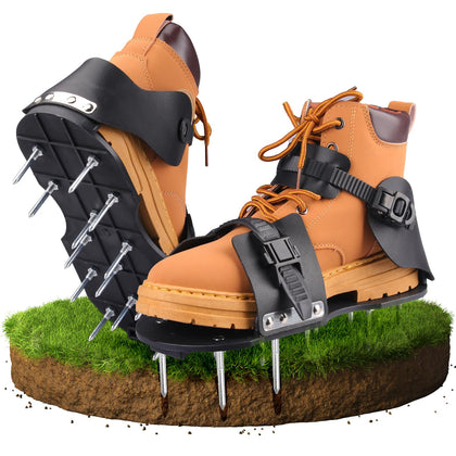 Wodesid lawn aerator shoes in assembly view showing spike installation for easy setup