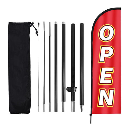 WODICY Open feather flag with 8.2ft aluminum pole boosts storefront visibility.