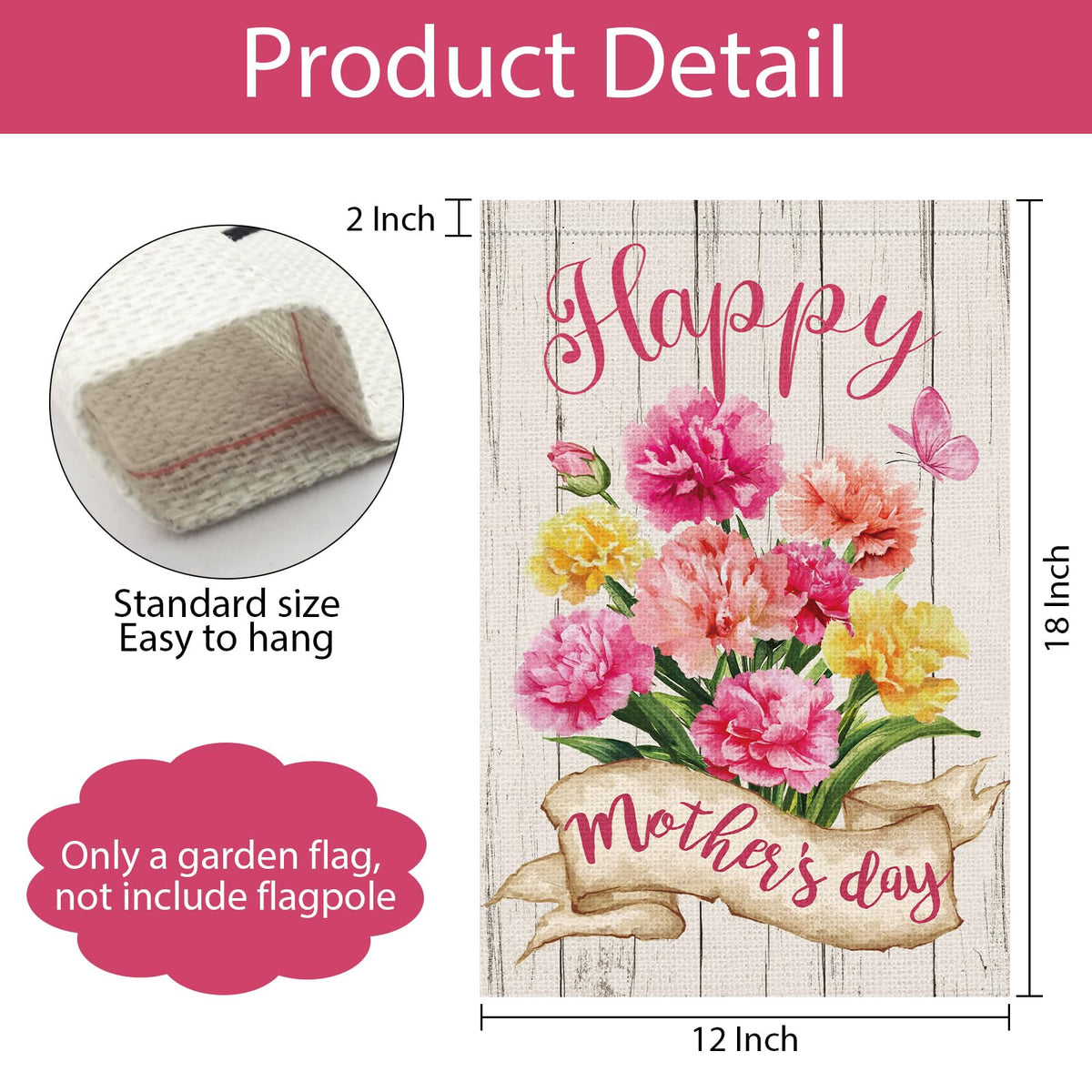 Wodison 12x18 inch garden flag dresses porches with cheerful carnations