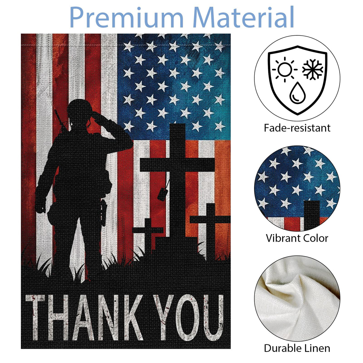 Wodison 12x18 patriotic garden flag prints on both sides for versatile display.