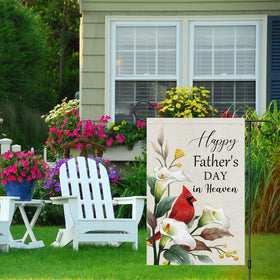 Wodison cardinal flower dad flag 12x18 detail, perfect for gravesites.