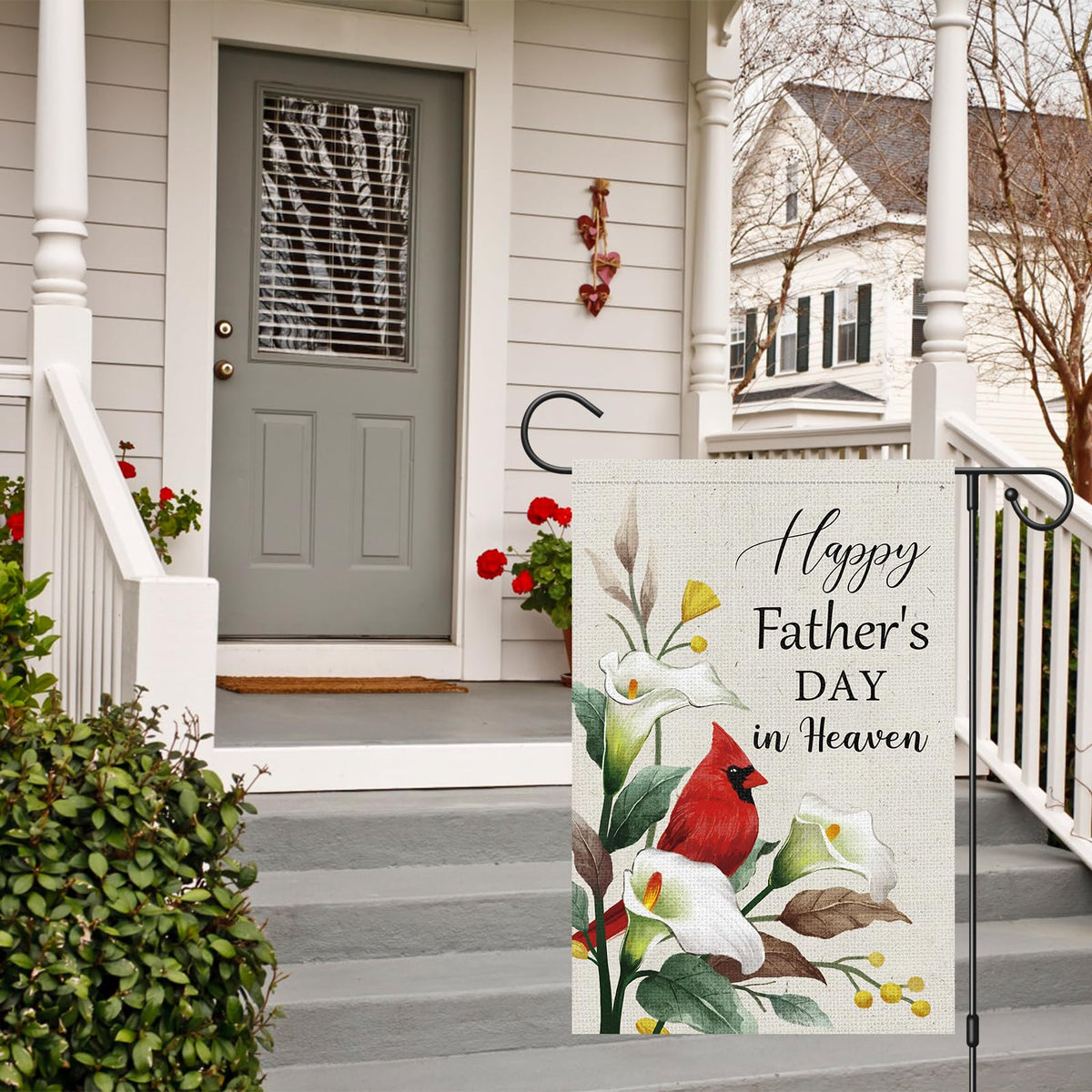 Wodison Fathers Day garden flag sleeve-top design fits standard flagpoles.