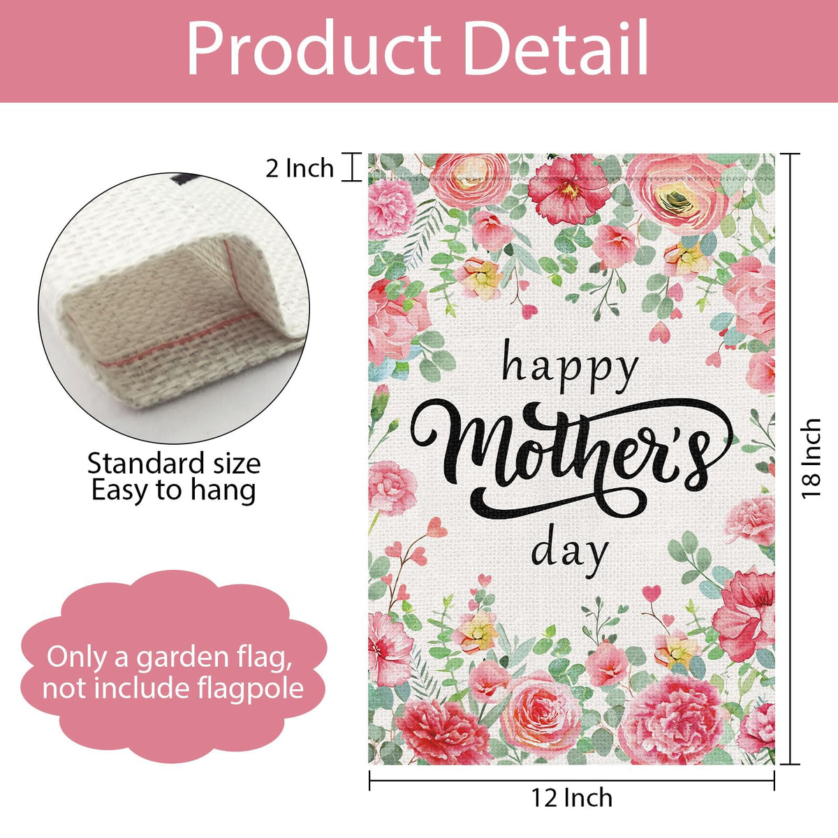 Wodison floral banner enhances curb appeal for garden or deck.