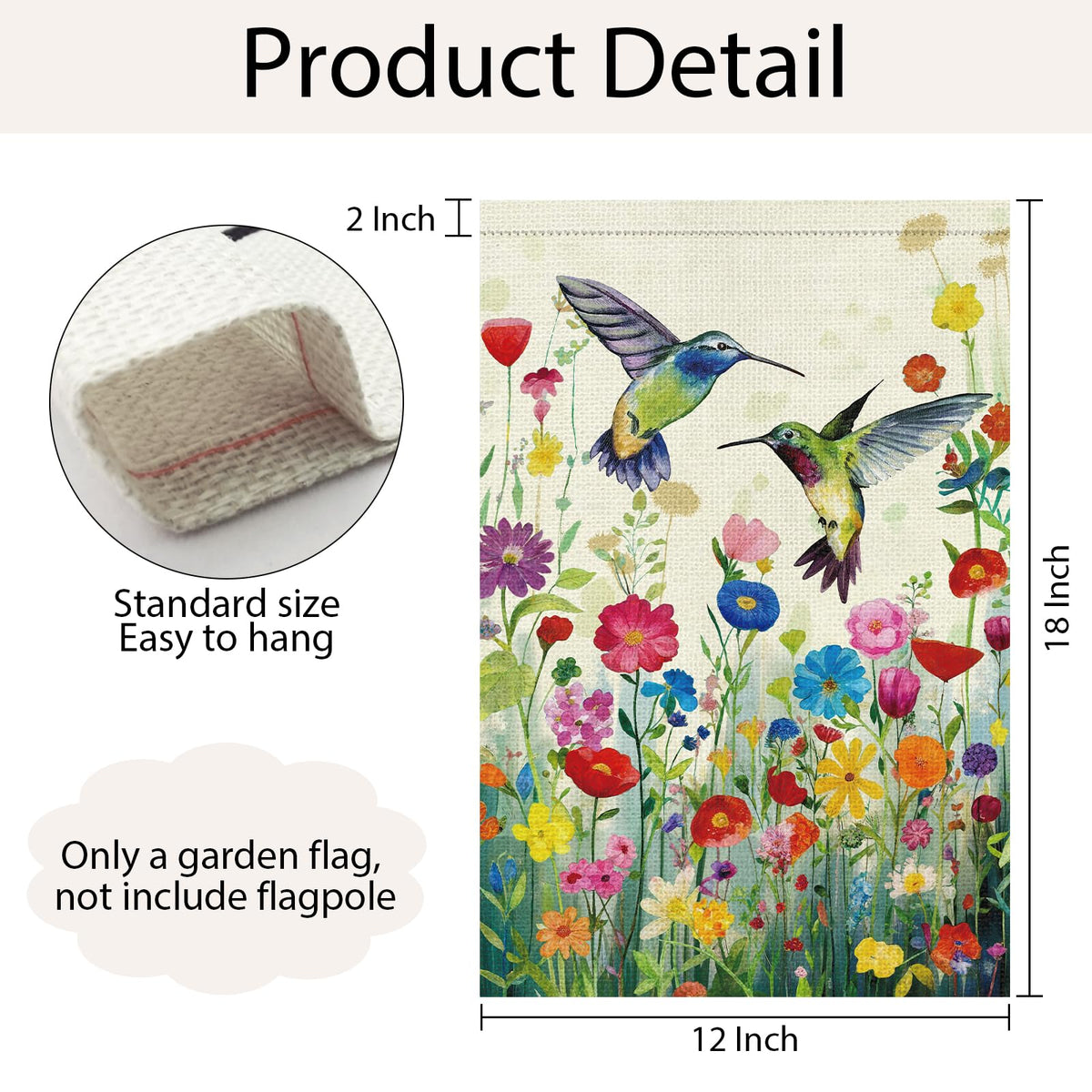 Wodison floral bird details flag, eye-catching focal point for outdoor spaces.