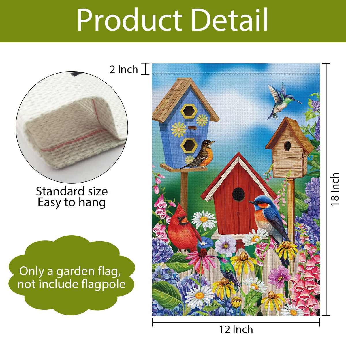 Wodison flower-bird-floral-flag brings vibrant seasonal color to garden