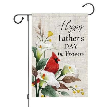 Wodison Happy Fathers Day in Heaven flag, double-sided burlap, ideal for memorial displays.