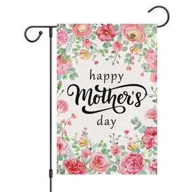Wodison Happy Mother's Day flag with florals on burlap for yard decor.