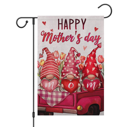 Wodison Happy Mothers Day garden flag burlap gnome truck adds seasonal charm to outdoors and patio.