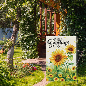 Wodison Hello Sunshine sunflowers flag highlights vibrant yard decor