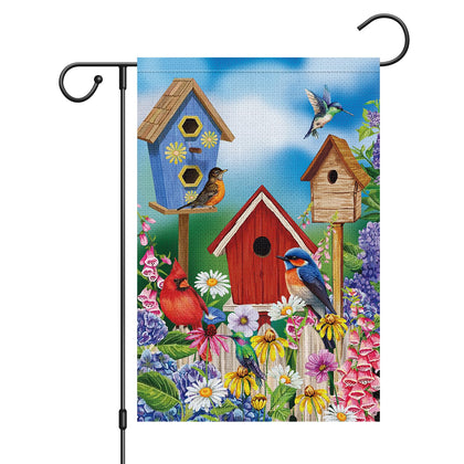 Wodison cardinal-birdhouse-floral-flag enhances outdoor curb appeal