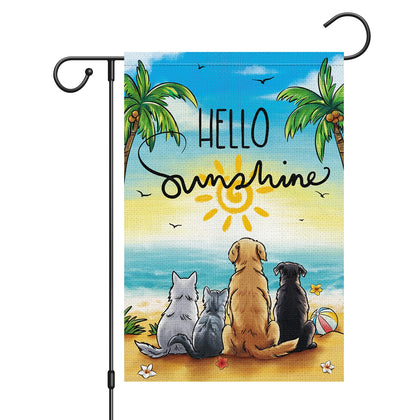 Wodison Hello Sunshine flag front view, ideal porch display and seasonal welcome.