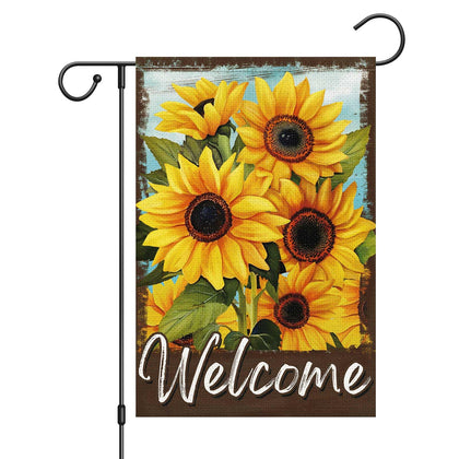 Wodison sunflower welcome flag front view with double-sided print for outdoor use