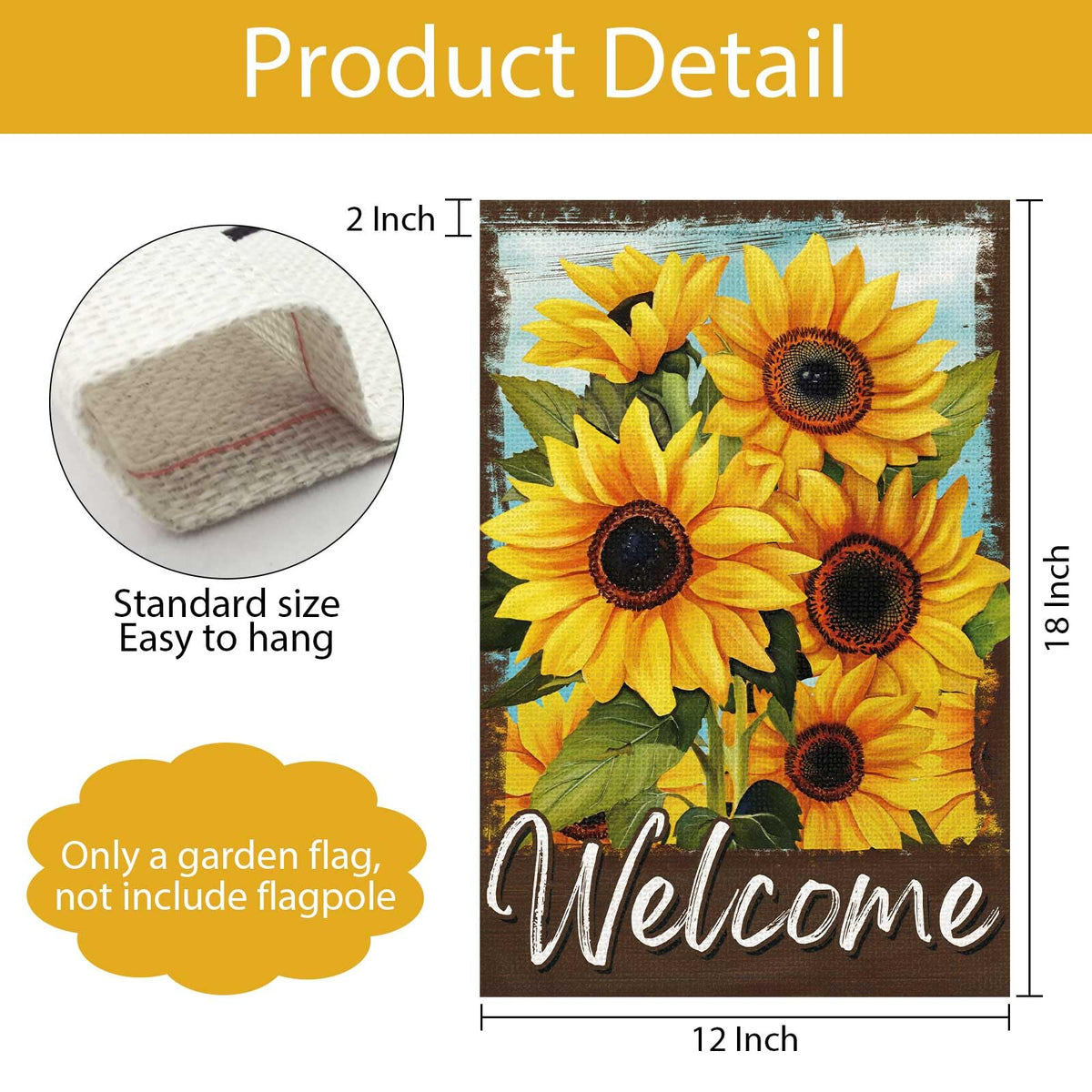 Wodison sunflower yard flag fluttering in breeze creates welcoming atmosphere