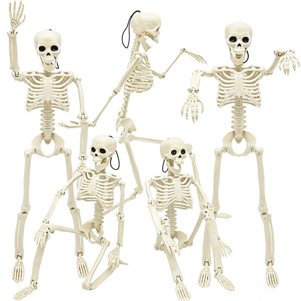 WODMAZ 16-inch five-pack skeletons for versatile Halloween display.