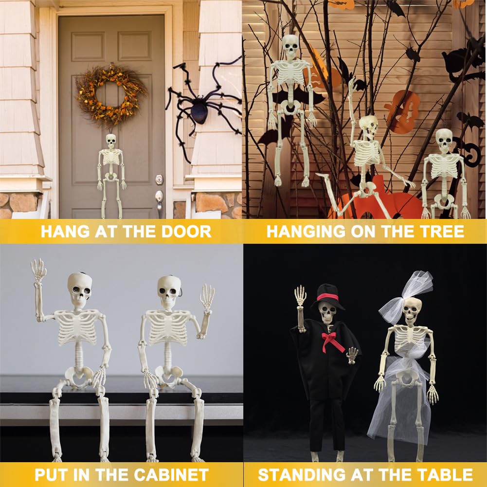 WODMAZ haunted-house skeleton decor adds eerie ambience.