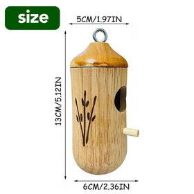Wodpesur pack-shot showing three natural wooden hummingbird houses for gifting.
