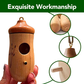 Wodpesur natural wooden hummingbird house in garden setup for wildlife charm.