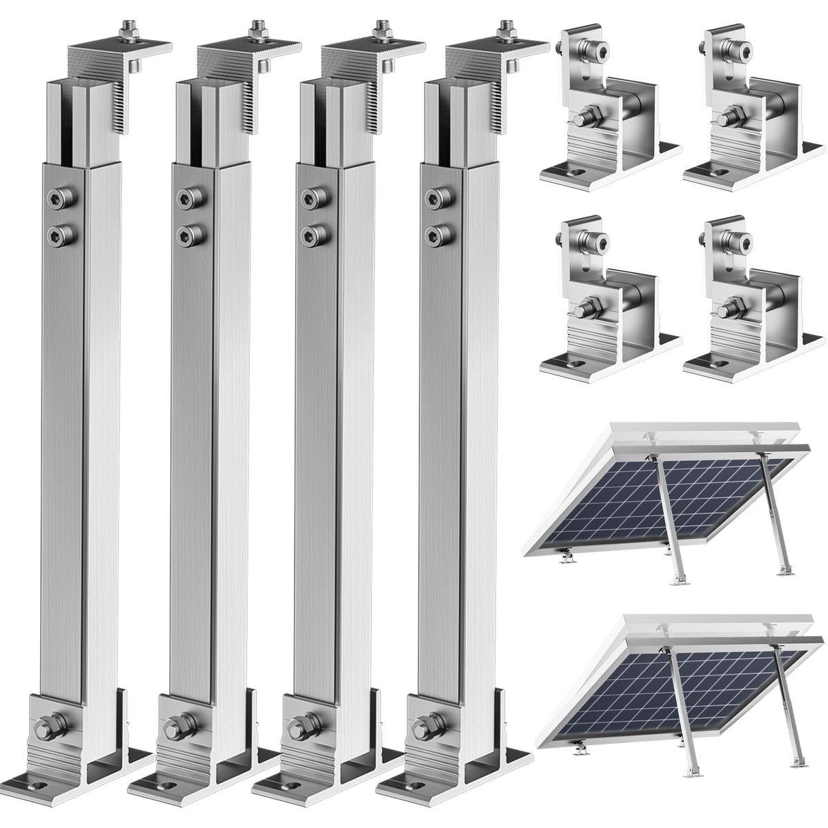 WOEFSTE two-piece adjustable solar tilt mount base for quick roof installation.
