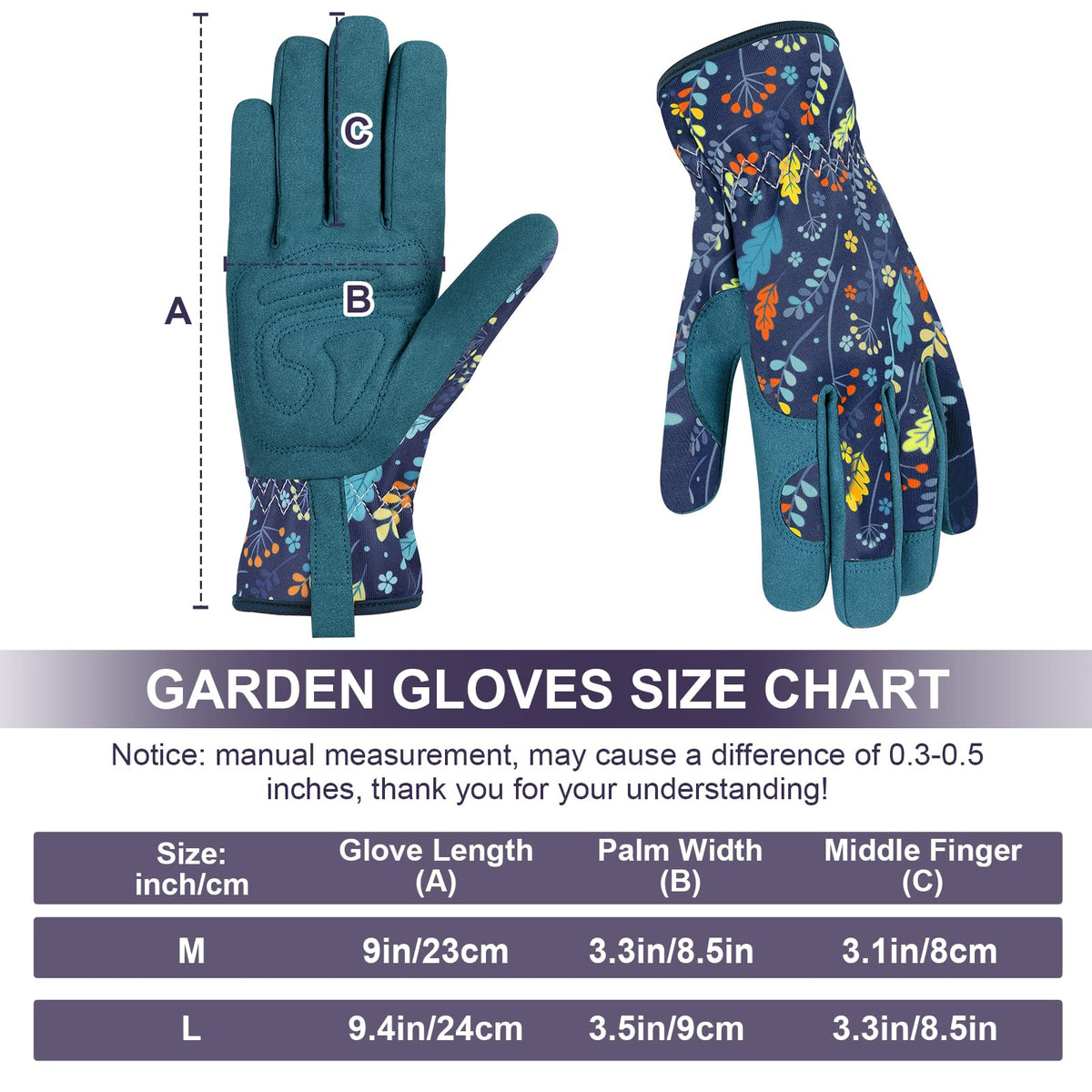 WOHEER leaf-blue gloves provide stylish protection for outdoor gardening.
