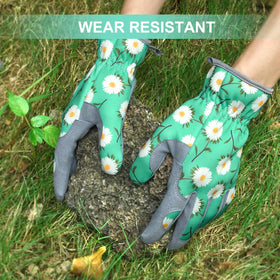 WOHEER leather palm provides a firm grip for digging and planting.